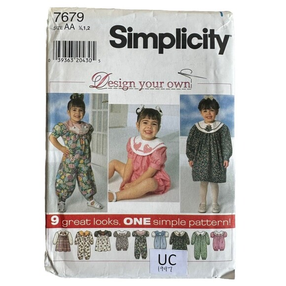 Simplicity 7679 Romper Sewing Pattern Toddlers Dress Design Collar Size 1/2-2 - Picture 1 of 2
